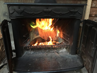 open fire keeping warm